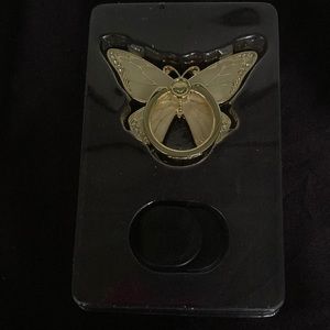 Phone ring holder, beautiful enamel & gold butterfly, 360 rotation, & 180 flip